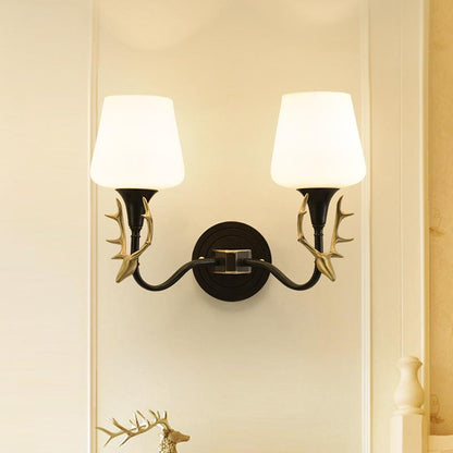 Lovely Antler Bedroom Bedside Staircase Full Copper Wall Lamp