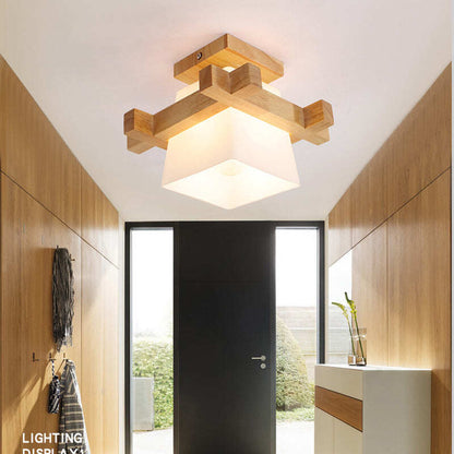 Solid Wood Aisle Lamp Simple Wood Art Restaurant Corridor Porch Wooden Ceiling Lamp