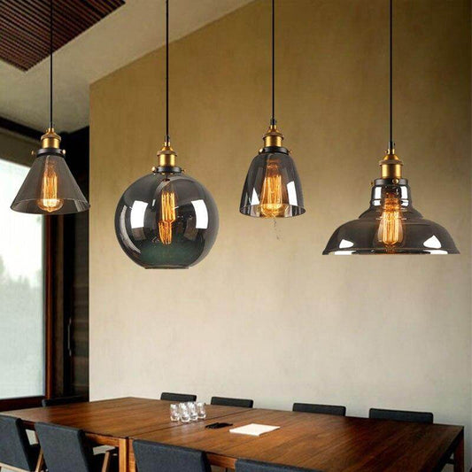 Simple American glass chandelier affordable retro industrial wind cafe bar single head restaurant lighting