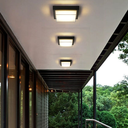 Square Outdoor LED Ceiling Lamp Surface Mounted Waterproof Sconces Garden Exterior Wall Lighting
