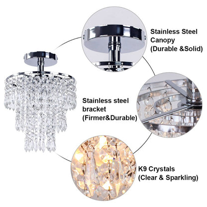 Luxury E27 3 Layers Sharp Beads Crystal Ceiling Lights Home Appliance Fixtures Decoration Lamp Living Room Decor
