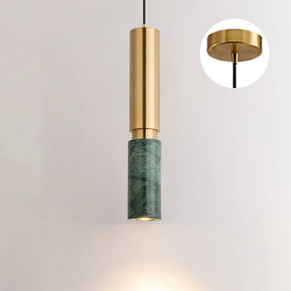 Modern dining table pendant lamp cylindrical marble LED pendant lamp light luxury bedroom lighting living room home decoration