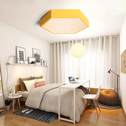 LED Ceiling Lamp Macaron 7 Color 15W Hexagon Surface Mounted Living Room Study Bedroom Lamp Nordic Ceiling Light