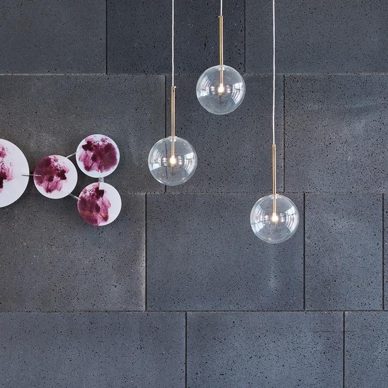 Clear Glass Ball Kitchen Modern Pendant Light Chandeliers Loft Bedside Dining Room Modern Hanging Ceiling Lamp LED Lustre