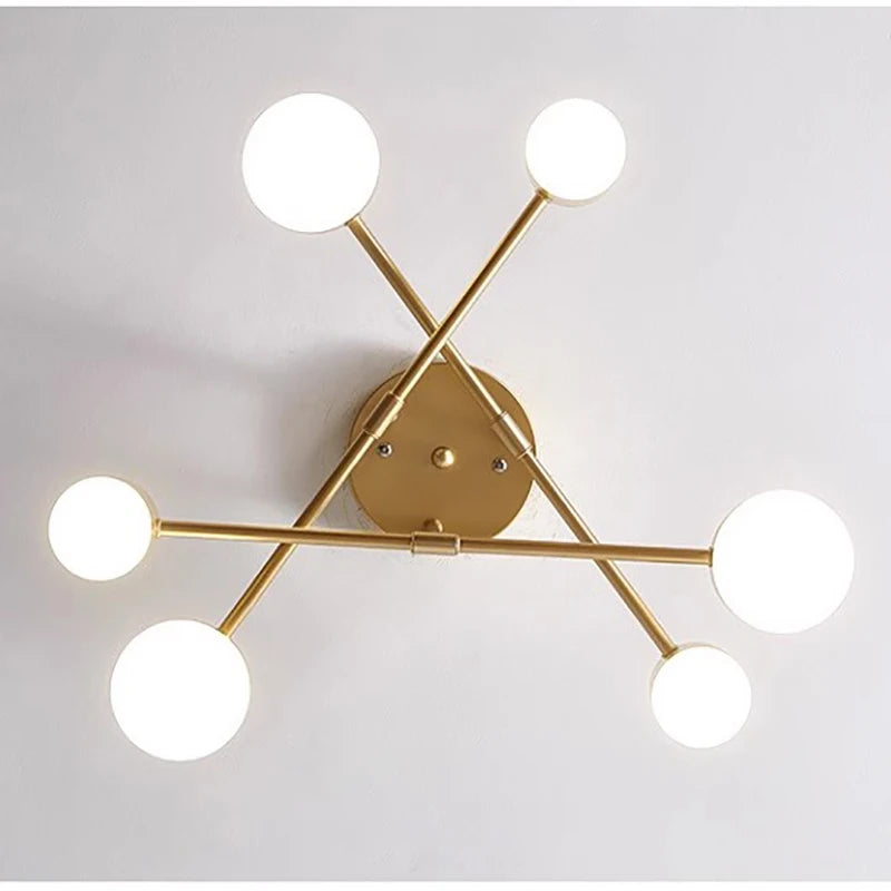 Modern LED Ceiling Chandelier 6 Heads Hanging Lamp Gold Black  For Dining Room Living Rooms Bedroom Hall Home