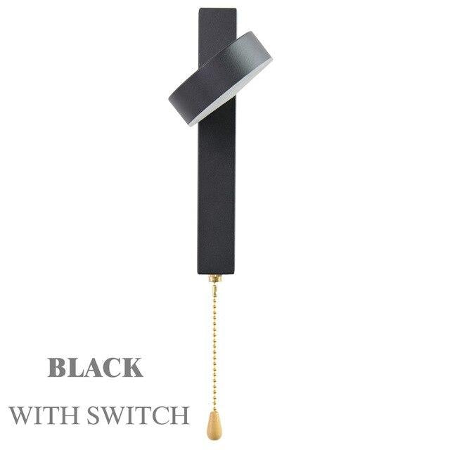 LED wall lamp with switch 7W 9W bedroom living room Nordic modern wall light aisle study reading sconce white black wall lamps