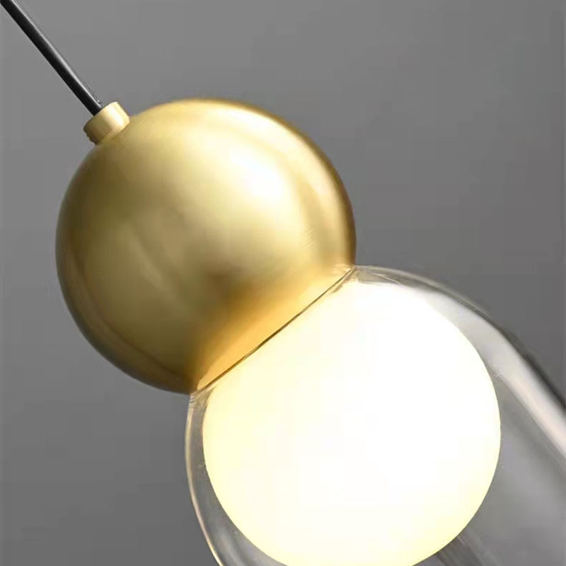 Modern Gray Clear Glass Pendant Lights Brass Bedroom Bedside Dining Room Hanging Lamp E27 Bulb Wire Adjustable