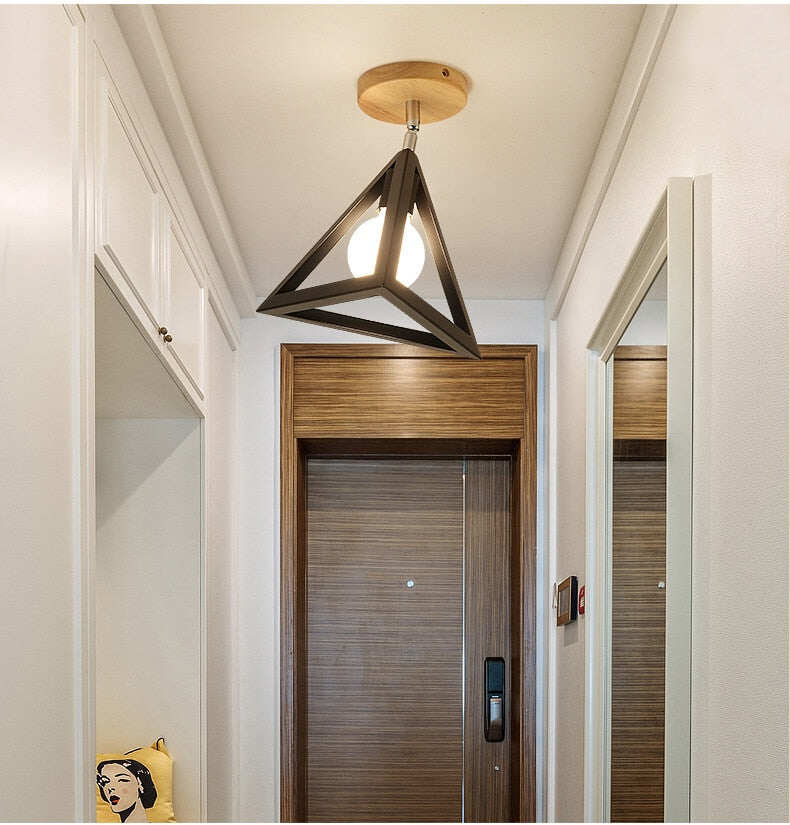 E27 5W Iron Ceiling Lamp Shade Pendant Light Covers and Shades Triangle Metal Ceiling Lamp