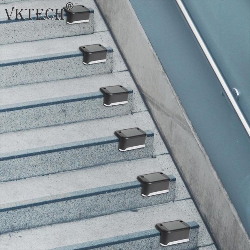 4pcs LED Solar Stair Lamp IP65 Waterproof Outdoor Garden Pathway Yard Patio Stairs Steps Fence Lamps Solar Night Light