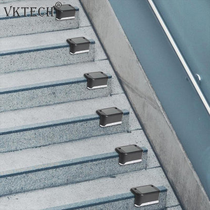 4pcs LED Solar Stair Lamp IP65 Waterproof Outdoor Garden Pathway Yard Patio Stairs Steps Fence Lamps Solar Night Light