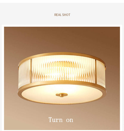 Led E27 American Copper Glass Golden Round LED Lamp.LED Light.Ceiling Lights.LED Ceiling Light.Ceiling Lamp For Foyer Bedroom