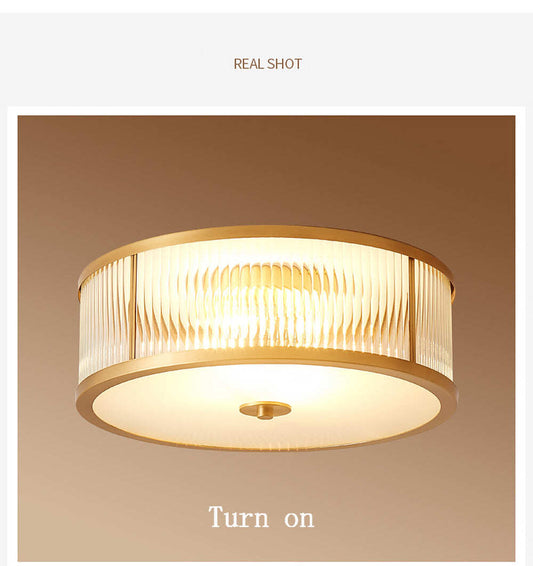 Led E27 American Copper Glass Golden Round LED Lamp.LED Light.Ceiling Lights.LED Ceiling Light.Ceiling Lamp For Foyer Bedroom