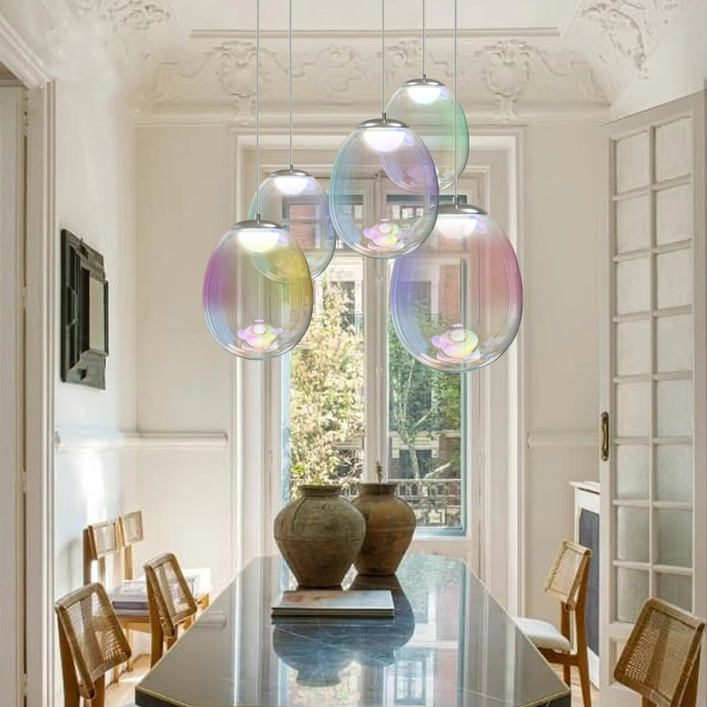 Lighting Colorful Glass Pendant Light Chandelier Children Blow Bubbles Shade Will Display Ambient