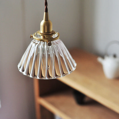 Chandelier Nordic Modern Simple Single Head Brass Teahouse Dining Room Living Room Vintage Pleated Lamps