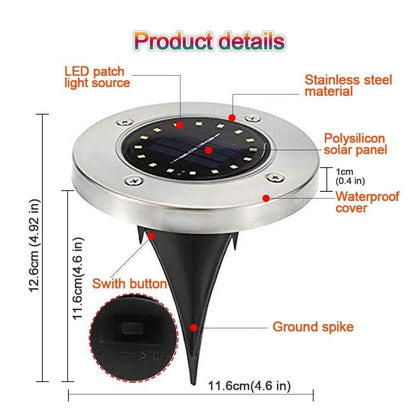 4Pack Solar Garden Lights 16/20 LED Solar Ground Lights Waterproof Light Underground Sensing Landscape Lights for Lawn Pathway