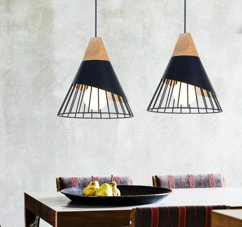 Modern Pendant Lights Iron Cover LED Vintage Pendant Lamp For Restaurant Kitchen Luminaire Suspendu Wooden Living Room Light