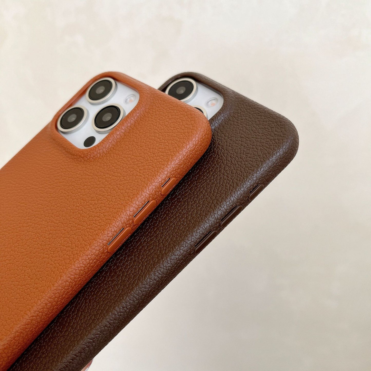 Premium Minimalist iPhone 17 Case Solid-Color Leather-Textured iPhone 16 Case Soft Case for iPhone 13/12/11