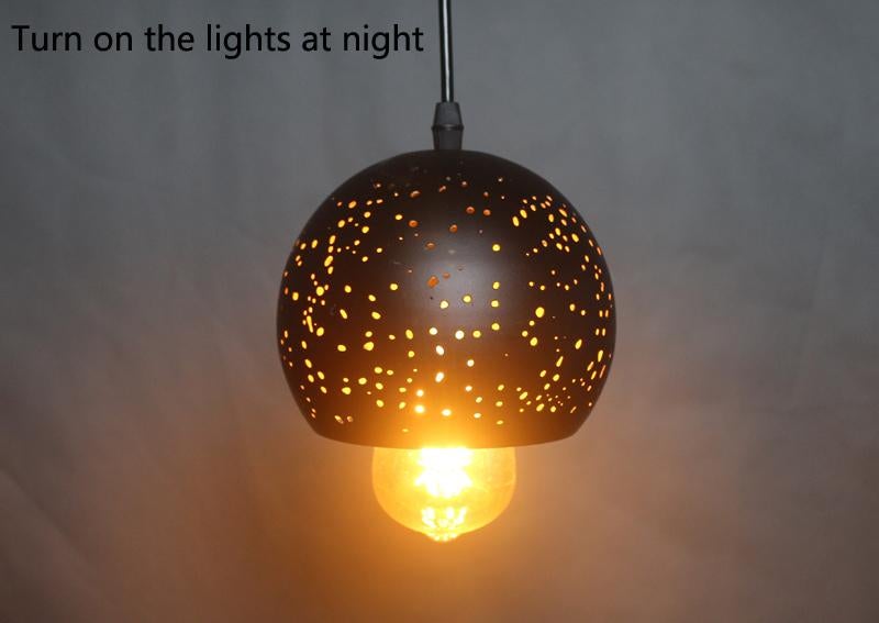 Vintage Pendant Light Iron Loft Nordic Porous Etching Lampshade