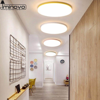 LED Macaron Ceiling Light Lamp Modern Panel Fixture Bedroom Children Remote Living Room Hall Surface Mount Flush Lighting