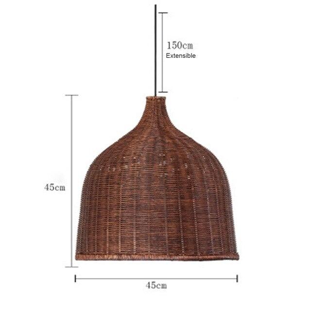 Hand Woven Rattan Pendant Light Japan Style Hanging Lamp E27 For Restaurant Bedroom Rustic Art Industrial Lamps Creative LED