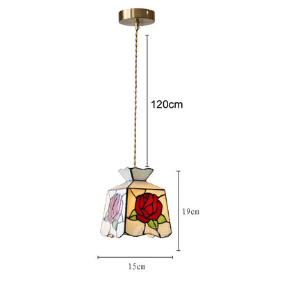 Color Tiffany Glass Pendant Light Industrial Loft Hanging Lamp Ceiling Chandelier Lighting Living Room Dining Kitchen Restaurant