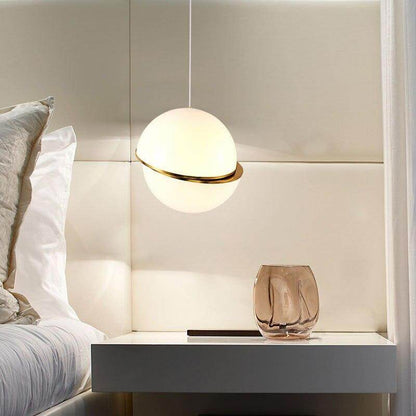 Modern Metal Round Balls Pendant Lights Creative Globe Moon Brass Suspension Pendant Lamp For Dining Room Living Room
