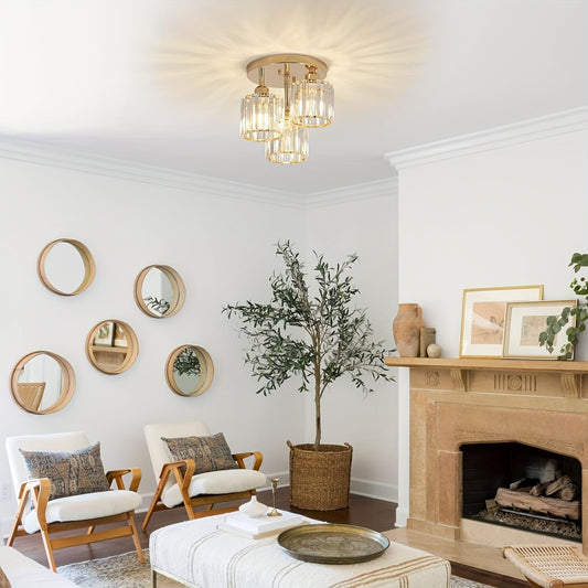 Modern Gold Luxury Crystal 3-ligh E27 chandelier Living Room Bedroom Dining Room Kitchen Foyer Cloak Room Corridor Ceil