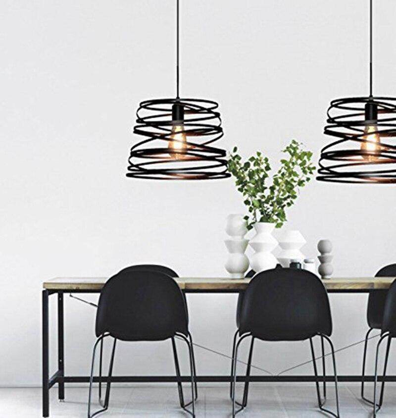 Iron Spiral Pendant Light Black / White Spring  Kitchen Island Suspension Lamp Dining Room Chandeliers Lighting Fixture