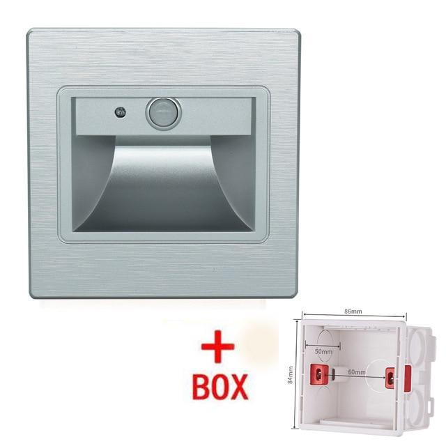 1.5W LED Embedded Wall Light,Intelligent lamp,PIR Sensor Stair Light, Kitchen Lamp Step Corridor Bathroom, Smart Indoor lighting