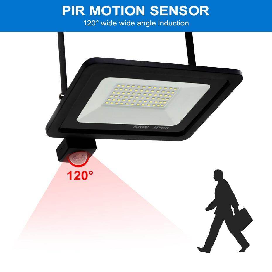 50W LED Flood Light With Motion Sensor Waterproof 20W PIR Floodlight Projector Lamp Outdoor Spotlight for Garden Street