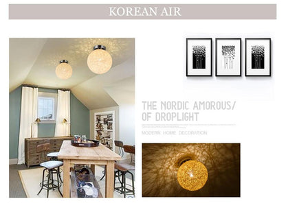 Modern Ceiling Lamp  LED Indoor Light Hemp And iron Pendant 20cm Lamp The Restaurant Shops Bar Corridor Light  Fixture