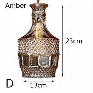 Modern Personality E27 Glass Hanging Lights Wine Bottle Engraved Pendant Lamps For Dining Room Living Room Restaurant Cafe Bar