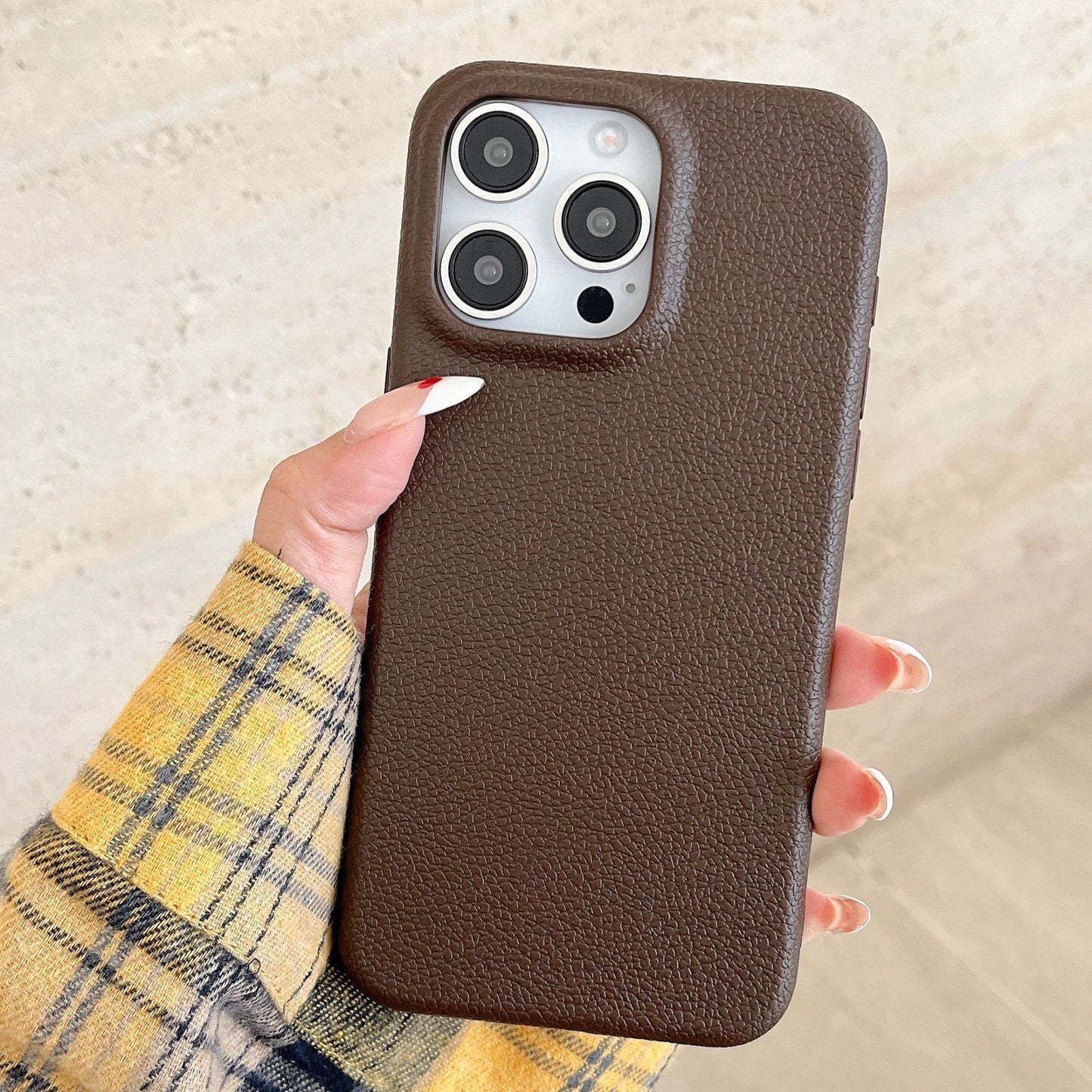 Premium Minimalist iPhone 17 Case Solid-Color Leather-Textured iPhone 16 Case Soft Case for iPhone 13/12/11