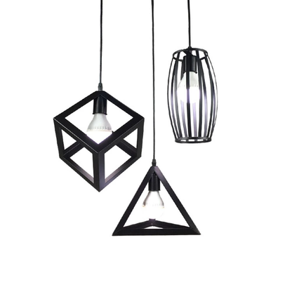 Nordic Retro Creative Geometry Pendant Lights E27 Loft Simple Personality Single-head Restaurant Coffee Shop Iron Light