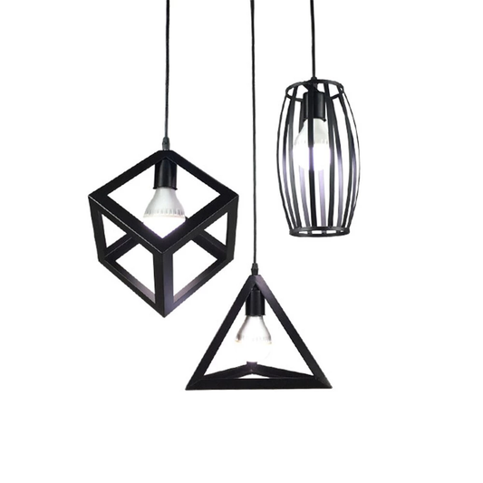 Nordic Retro Creative Geometry Pendant Lights E27 Loft Simple Personality Single-head Restaurant Coffee Shop Iron Light