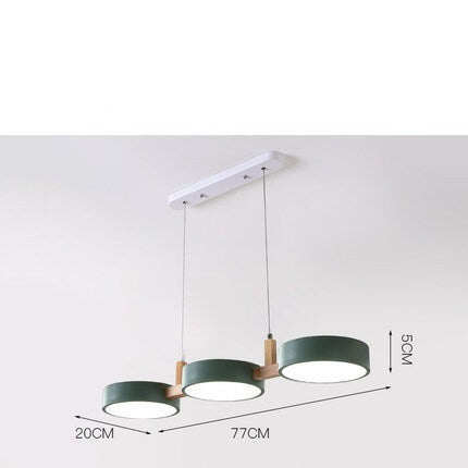 Three Head Restaurant Lamp Modern Simple Makaron Color Bar Bedroom Cafe Chandelier