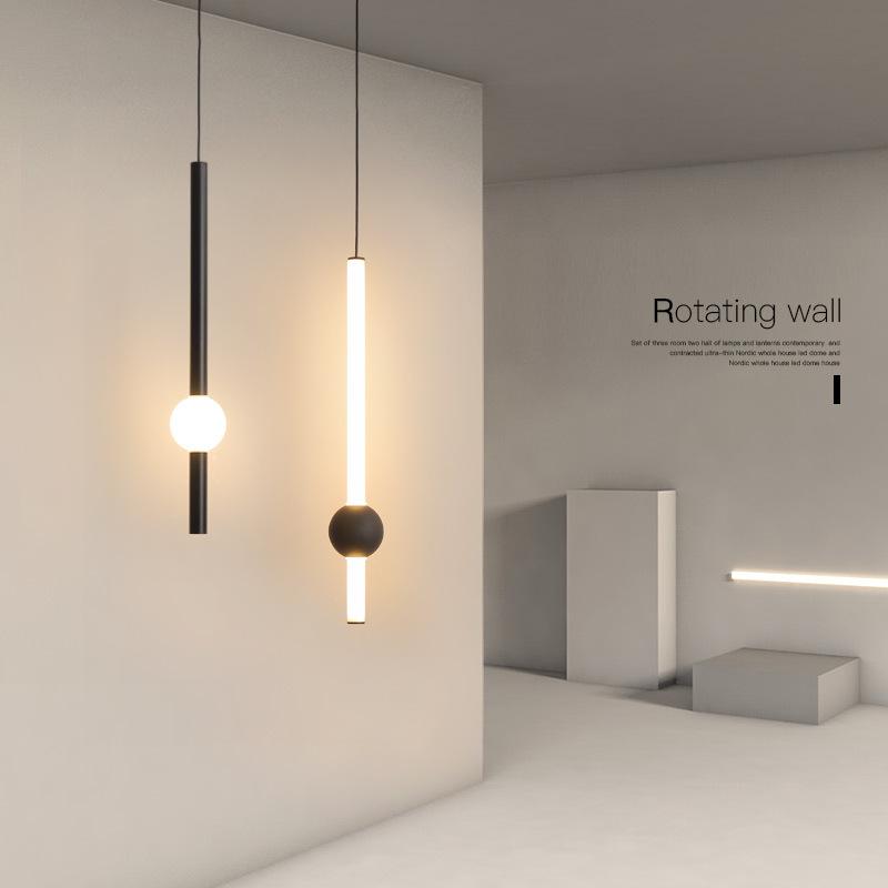 Nordic Bedside Chandelier Modern Simple Living Room Background Wall Bar Long Line Chandelier Bedroom Single Head Tooling Small Chandelier