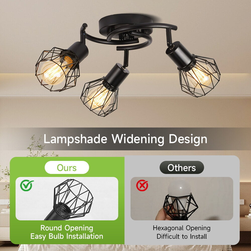 Metal Cage Ceiling Chandelier Vintage E27 Ceiling Lights Indoor Multi heads Chandelier For Living Room Kitchen Lighting Fixture