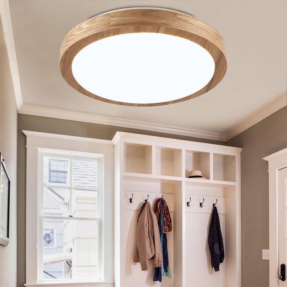 Led Ceiling Light Nordic Wood 6cm Modern Lamp Remote Control Minimalist Living Room Creative Rubber Bedroom Mounted Lighting