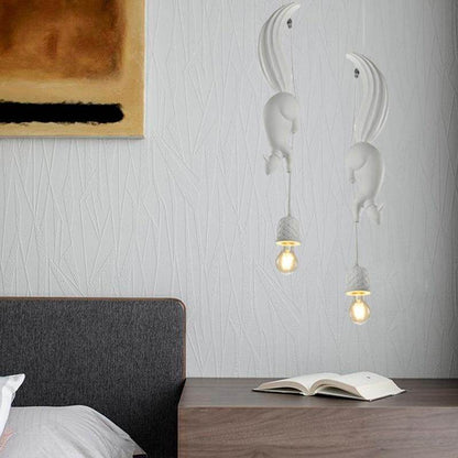 LED Hanglamp Squirrel Shape Nordic Creative Hanging Pendant Light Lamp For Dining Room Living Room Kids Room Pink Blue White E27