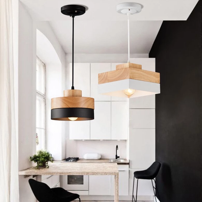 Nordic Solid Wood Lamp Simple Dining Table Pendant Lights Personality E27 Creative Living Room Bedroom Balcony Lamp With Bulb