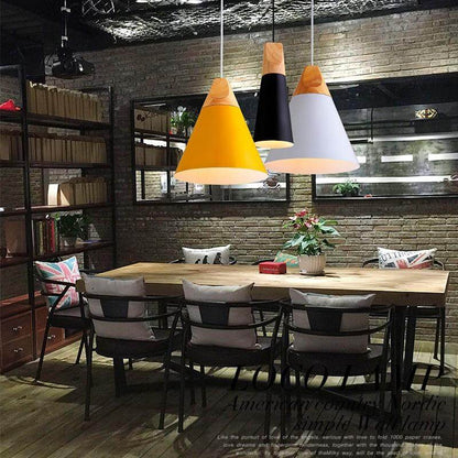 Nordic Modern Macaron Combination Wooden Pendant Lamp Loft Restaurant Cafe Decoration Pendant Light Bedroom Bedside Hanging Lamp