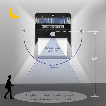 100/144 LED Outdoor Solar Wall Lamp PIR Motion Sensor Waterproof Light Garden Path Emergency Security Light 3 Sided Luminous