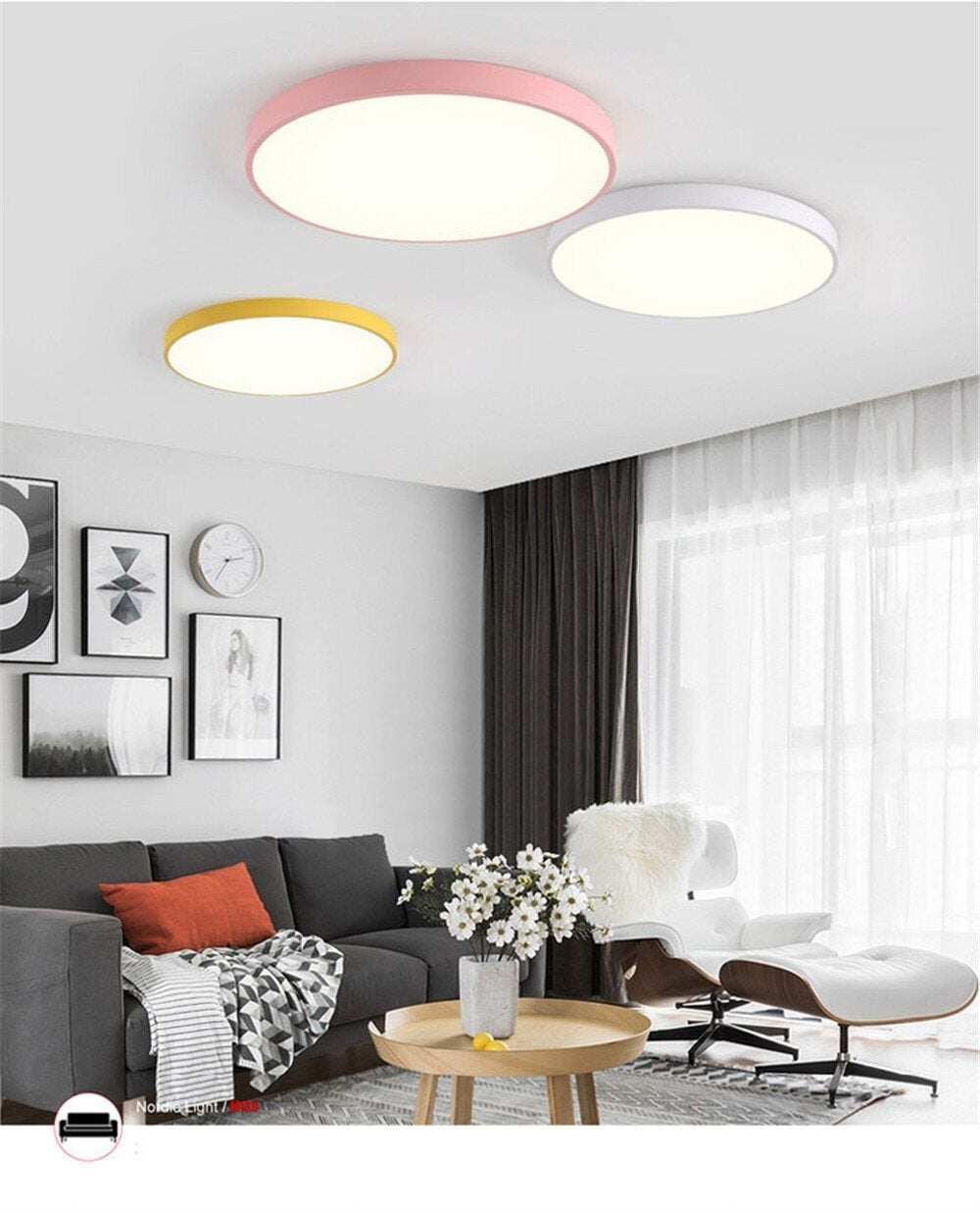 Modern Ceiling Light Round Macarons Lighting Iron Metal Acrylic Kitchen Bed Room Foyer LED Chip Lamp Decoration Light Fixture