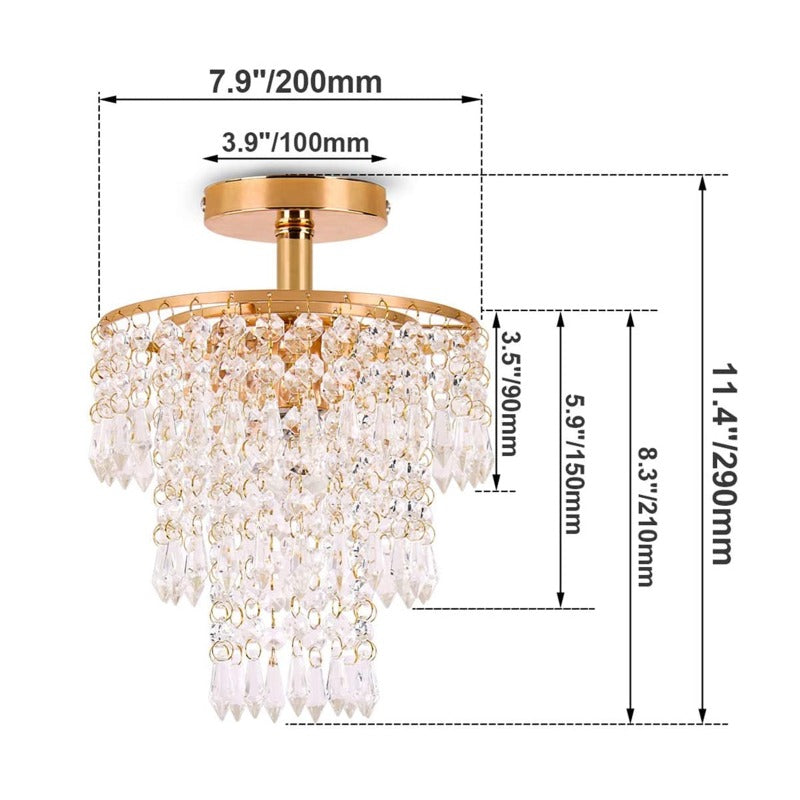 Luxury E27 3 Layers Sharp Beads Crystal Ceiling Lights Home Appliance Fixtures Decoration Lamp Living Room Decor