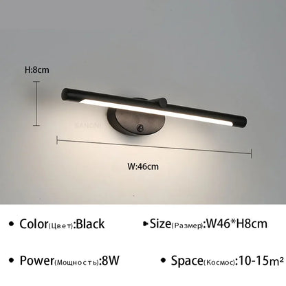 Modern LED Indoor Wall Lamp Bathroom Mirror light Minimalism Wall Sconce With Touch Switch Bedroom Bathroom Bath Lighting lamps