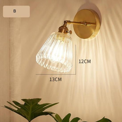 Nordic Retro Livingroom Bedroom Bedside Full Copper Wall Lamp