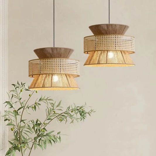 Vintage Wabi Sabi Handmade Hemp Rope Chandelier B&B Restaurant Bar Cafe Dining Room Pendant Lights Hanging Lamp Fixture