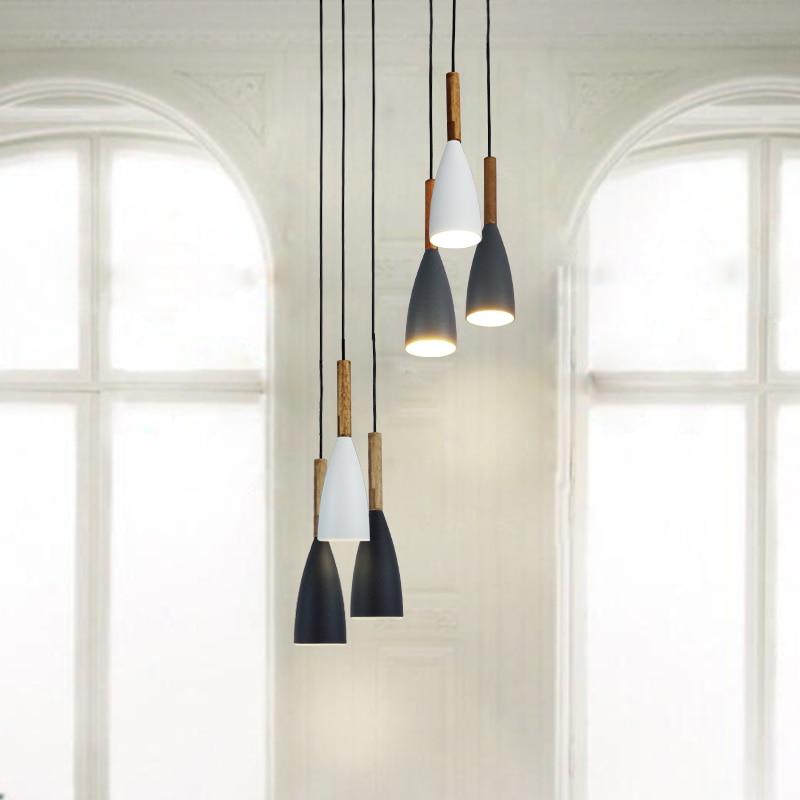 Wood Pendant Lights E27 LED Modern Hanglamp Nordic Lamp Living Room Restaurants Kitchen Dining Bar Droplight