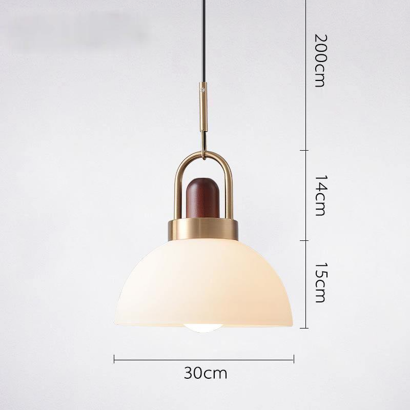Solid Wood Chandelier Nordic Retro Minimalist Restaurant Shop Bar Bedroom Bedside Balcony Ball Glass Cover